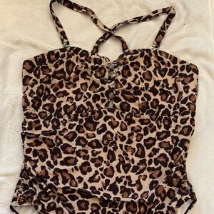 Leopard Print One Piece Swimsuit